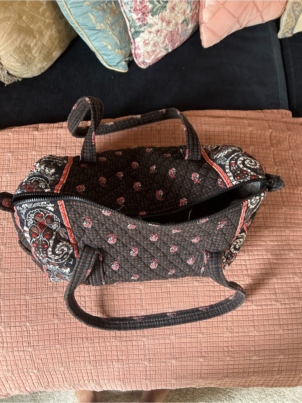 Vintage Vera Bradley Quilted Paisley Print Mini Duffel Bag - Picture 3 of 13